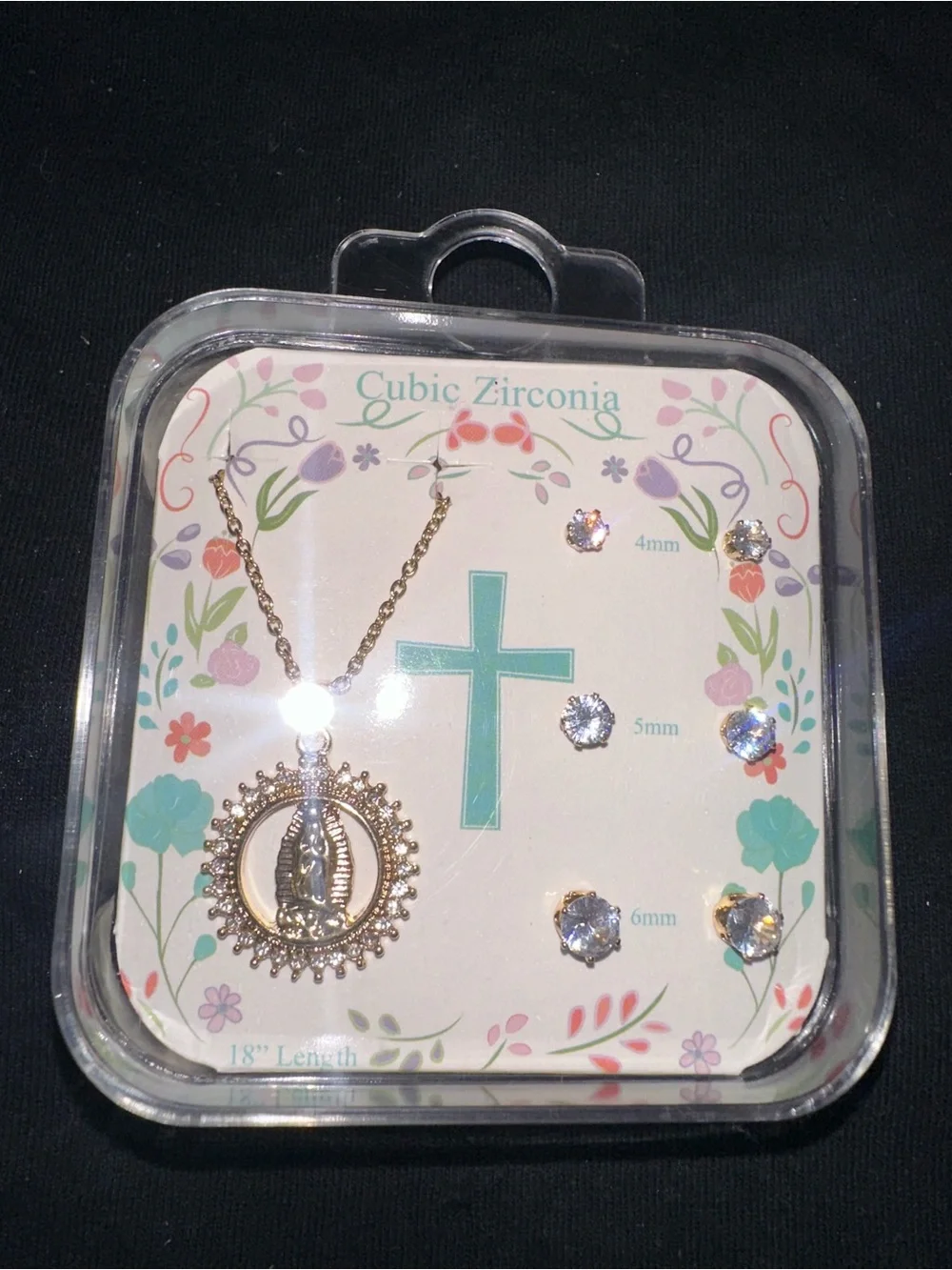 Praying Hands Pendant Necklace & Stud Earring Set — 18